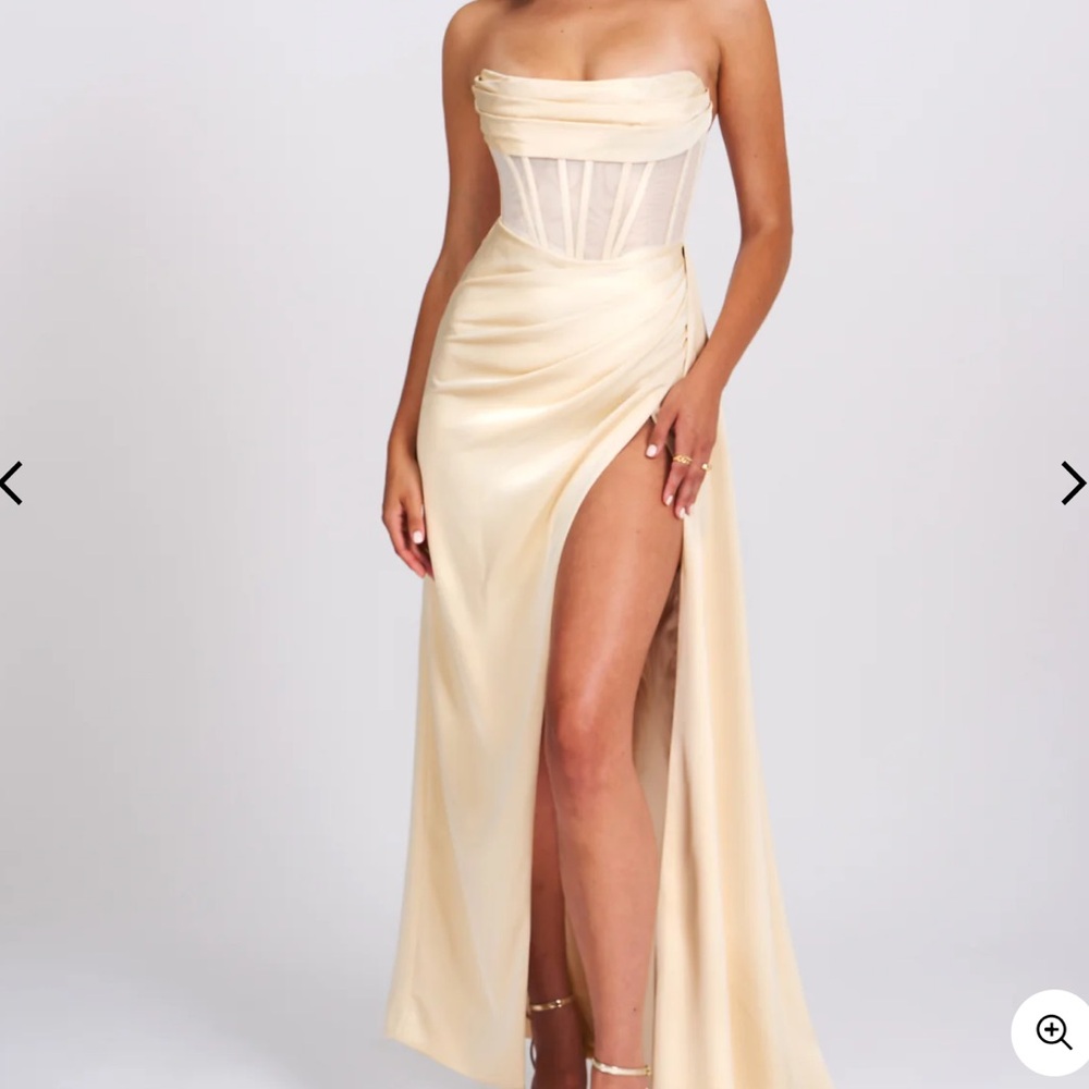 High slit satin corset gown
